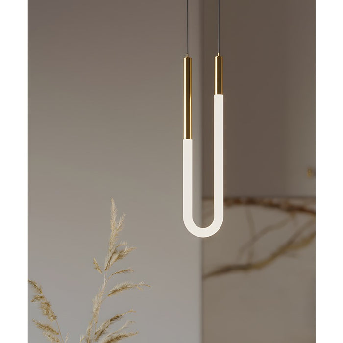 AFX Lighting Adel 1 Light LED Pendant, Light Antique Brass/White