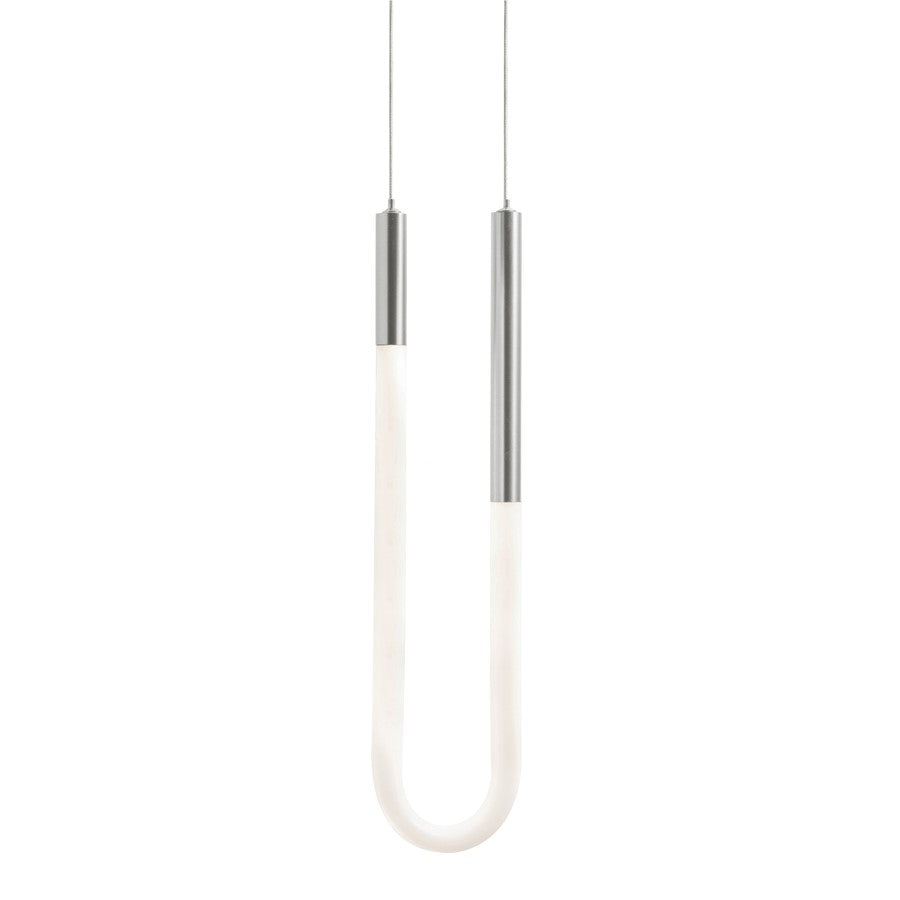 AFX Lighting Adel 1 Light LED Pendant, Satin Nickel/White