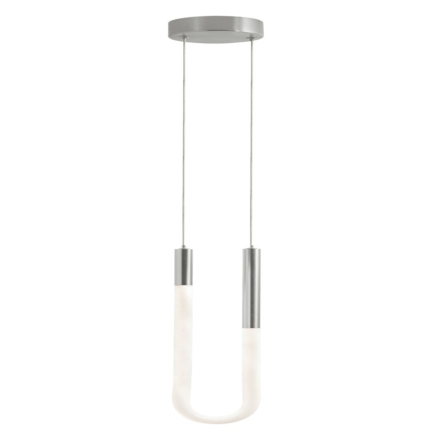 AFX Lighting Adel 1 Light LED Pendant, Satin Nickel/White - ADEP06LAJUDSN