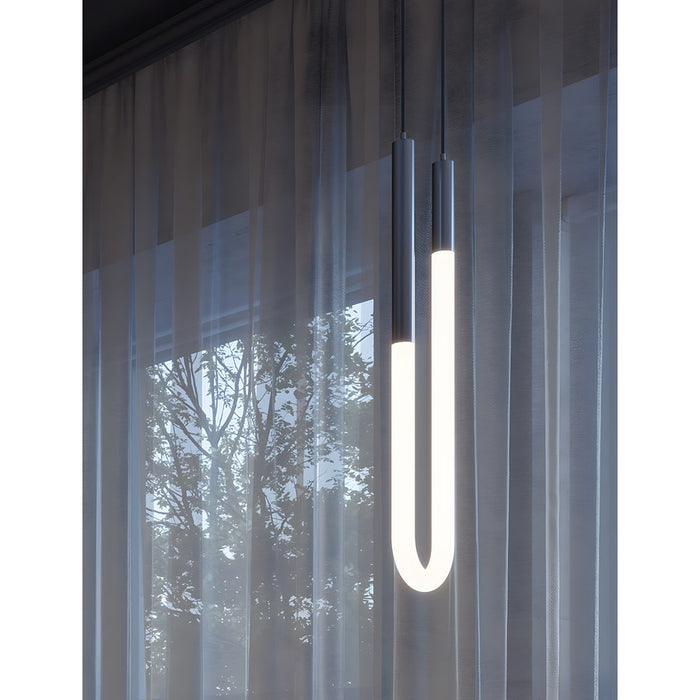 AFX Lighting Adel 1 Light LED Pendant, Satin Nickel/White