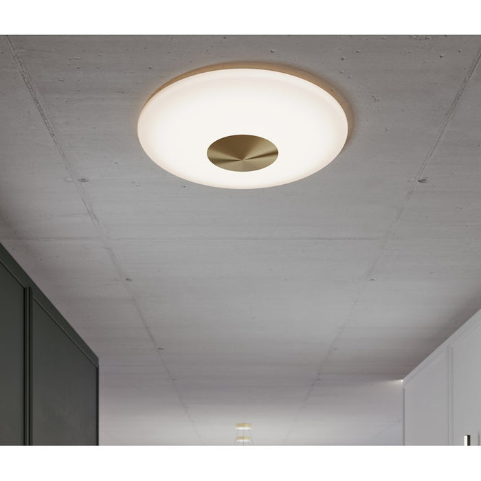 AFX Lighting Alpine 1Lt 17" Flush Mount, Antique Brass/White