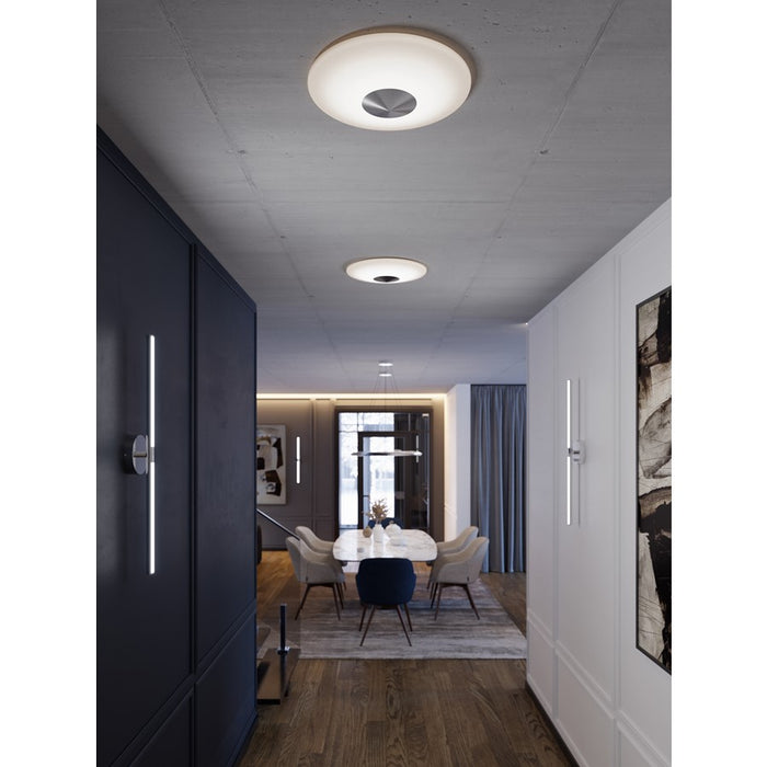 AFX Lighting Alpine 1 Light 17" Flush Mount, Satin Nickel/White