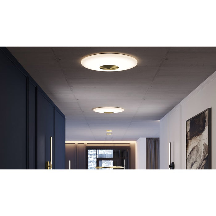 AFX Lighting Alpine 1Lt 21" Flush Mount, Antique Brass/White