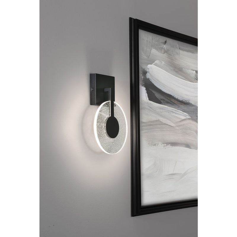 AFX Lighting Apollo 1 Light 12" LED Sconce, Black/Clear