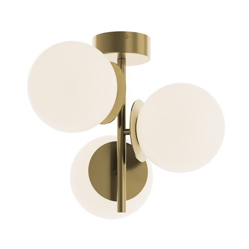 AFX Lighting Arren 3Lt Semi-Flush Mount, Antique Brass/White