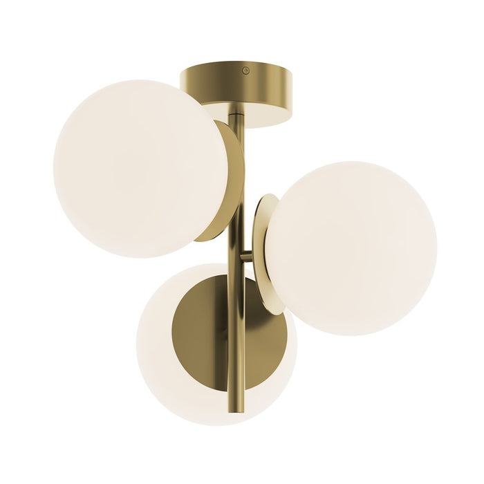 AFX Lighting Arren 3Lt Semi-Flush Mount, Antique Brass/White