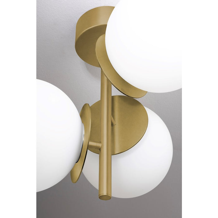 AFX Lighting Arren 3Lt Semi-Flush Mount, Antique Brass/White