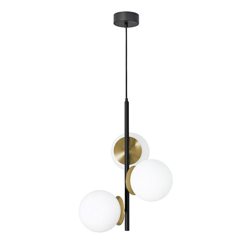 AFX Lighting Arren 3 Light Pendant, Black/Antique Brass/White - ARNP17LAJD4BKLB