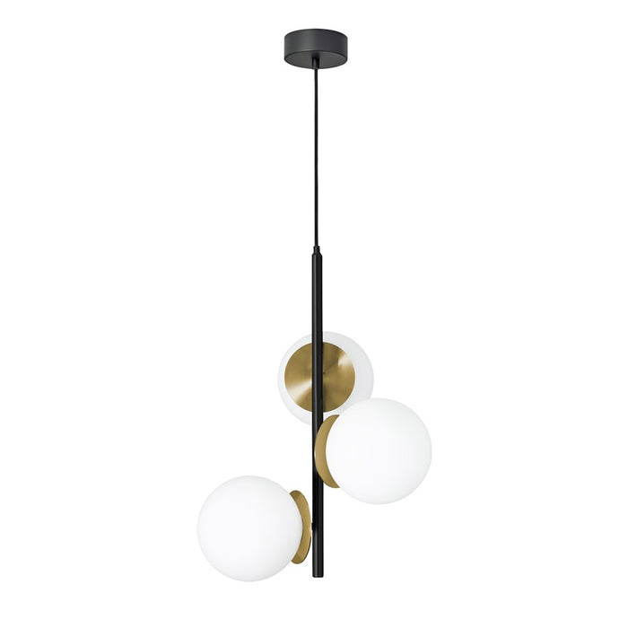 AFX Lighting Arren 3 Light Pendant, Black/Antique Brass/White - ARNP17LAJD4BKLB