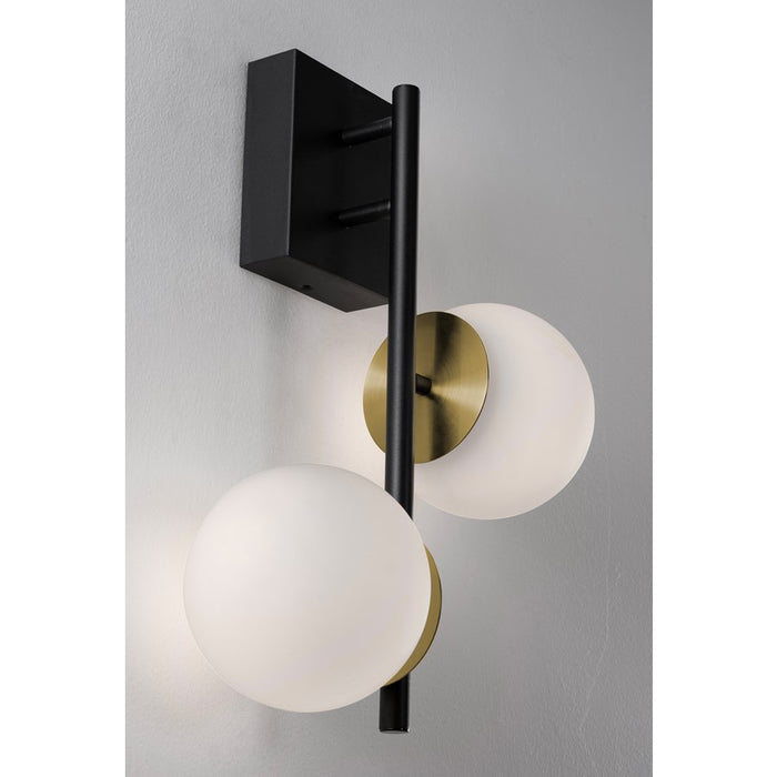 AFX Lighting Arren 2Lt Sconce, Black/Antique Brass/White