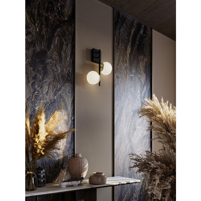 AFX Lighting Arren 2Lt Sconce, Black/Antique Brass/White