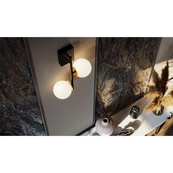 AFX Lighting Arren 2Lt Sconce, Black/Antique Brass/White