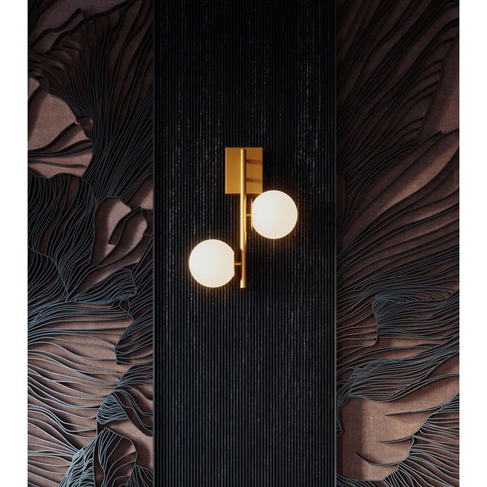AFX Lighting Arren 2 Light Sconce, Light Antique Brass/White