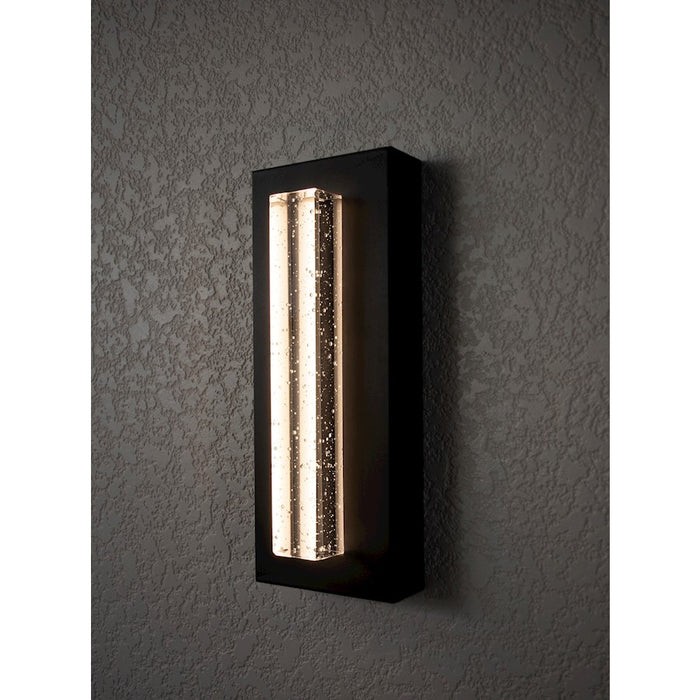 AFX Lighting Beam 1Lt 12" Outdoor Sconce, Black/Clear Seeded