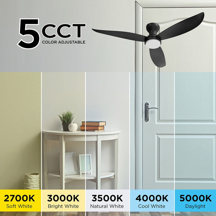 AFX Lighting Banks 1Lt 52" 3 Blade LED Fan, BK/FR/Remote