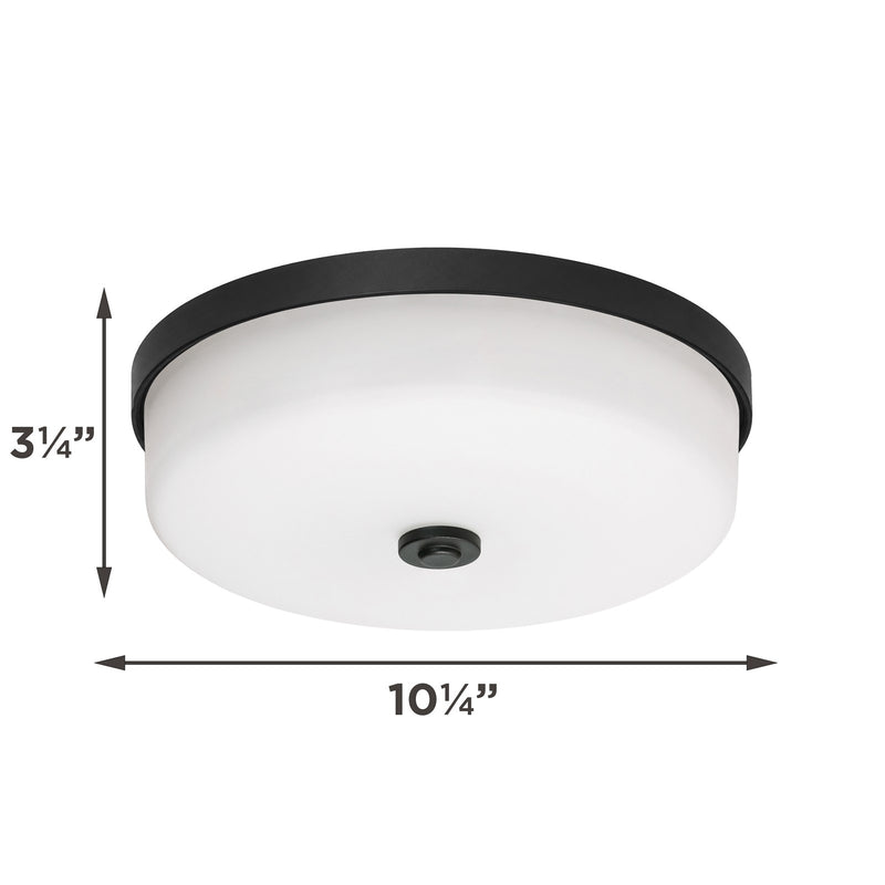 AFX Boswell 10in LED Flush Mount | Modern Black and White Glass | Bedroom & Hallway | 10.25 x 10.25 x 3.25 in | Model BOSF11LAJD1BK