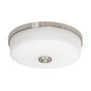 AFX Boswell 10in LED Flush Mount | Modern Satin Nickel and White Glass | Bedroom & Hallway | 10.25 x 10.25 x 3.25 in | Model BOSF11LAJD1SN