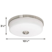 AFX Boswell 10in LED Flush Mount | Modern Satin Nickel and White Glass | Bedroom & Hallway | 10.25 x 10.25 x 3.25 in | Model BOSF11LAJD1SN