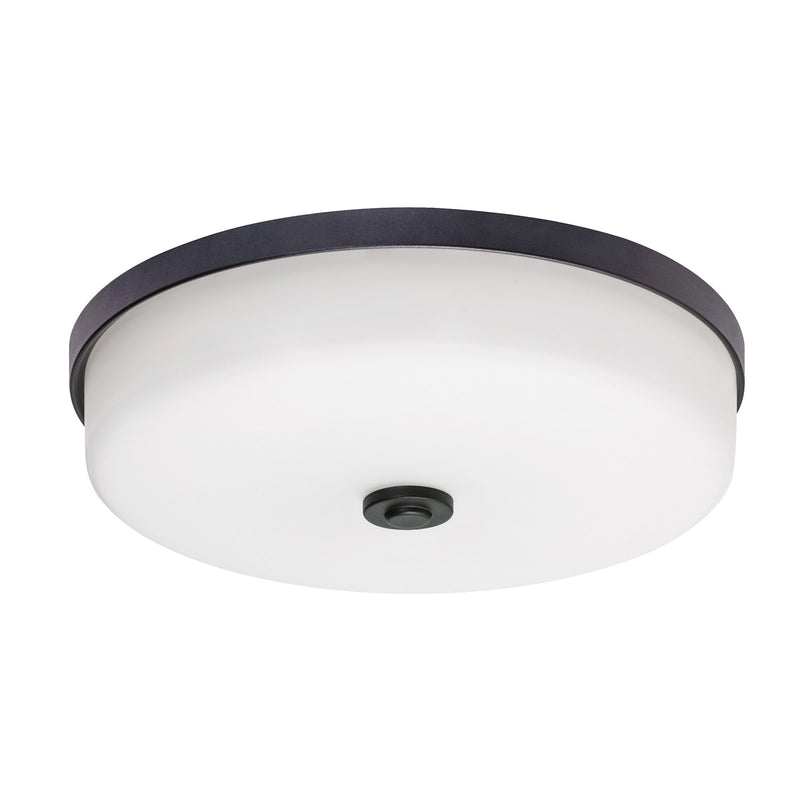 AFX Boswell 13in LED Flush Mount | Transitional Black and White Glass | Bedroom & Hallway Ceiling Light | 1700 Lumens, 5-CCT | Model BOSF14LAJD1BK