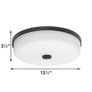 AFX Boswell 13in LED Flush Mount | Transitional Black and White Glass | Bedroom & Hallway Ceiling Light | 1700 Lumens, 5-CCT | Model BOSF14LAJD1BK