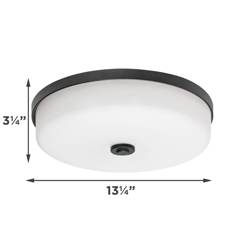 AFX Boswell 13in LED Flush Mount | Transitional Black and White Glass | Bedroom & Hallway Ceiling Light | 1700 Lumens, 5-CCT | Model BOSF14LAJD1BK