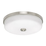 AFX Boswell 13in LED Flush Mount | Transitional Satin Nickel and White Glass | Bedroom & Hallway Ceiling Light | 1700 Lumens | Model BOSF14LAJD1SN