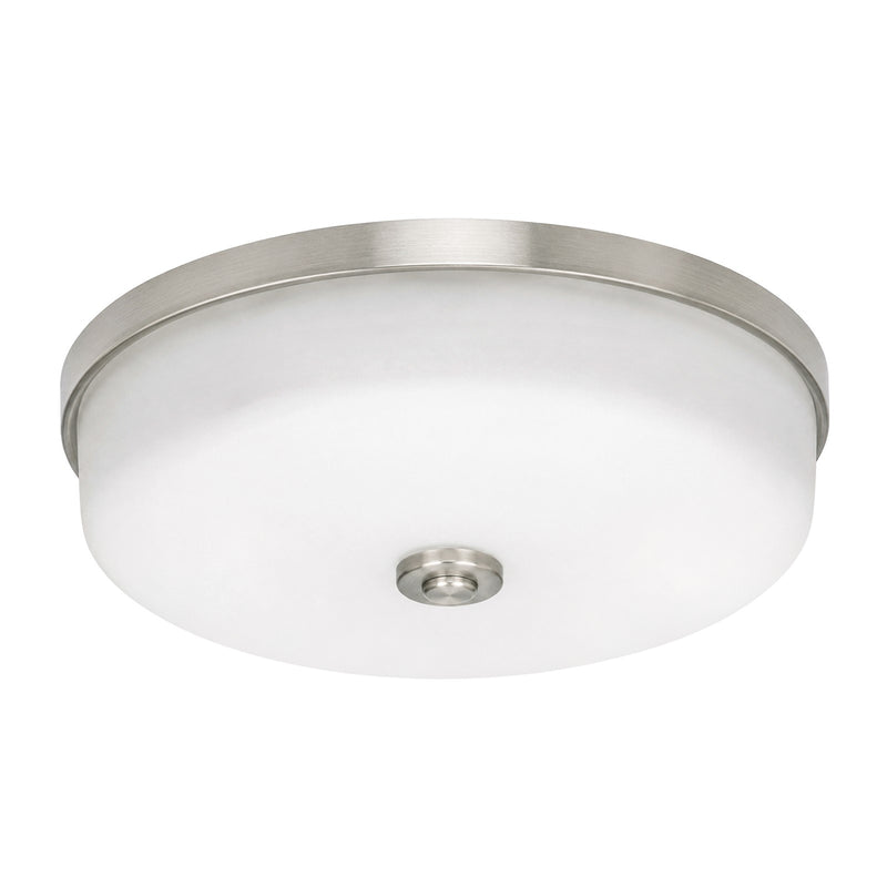 AFX Boswell 13in LED Flush Mount | Transitional Satin Nickel and White Glass | Bedroom & Hallway Ceiling Light | 1700 Lumens | Model BOSF14LAJD1SN