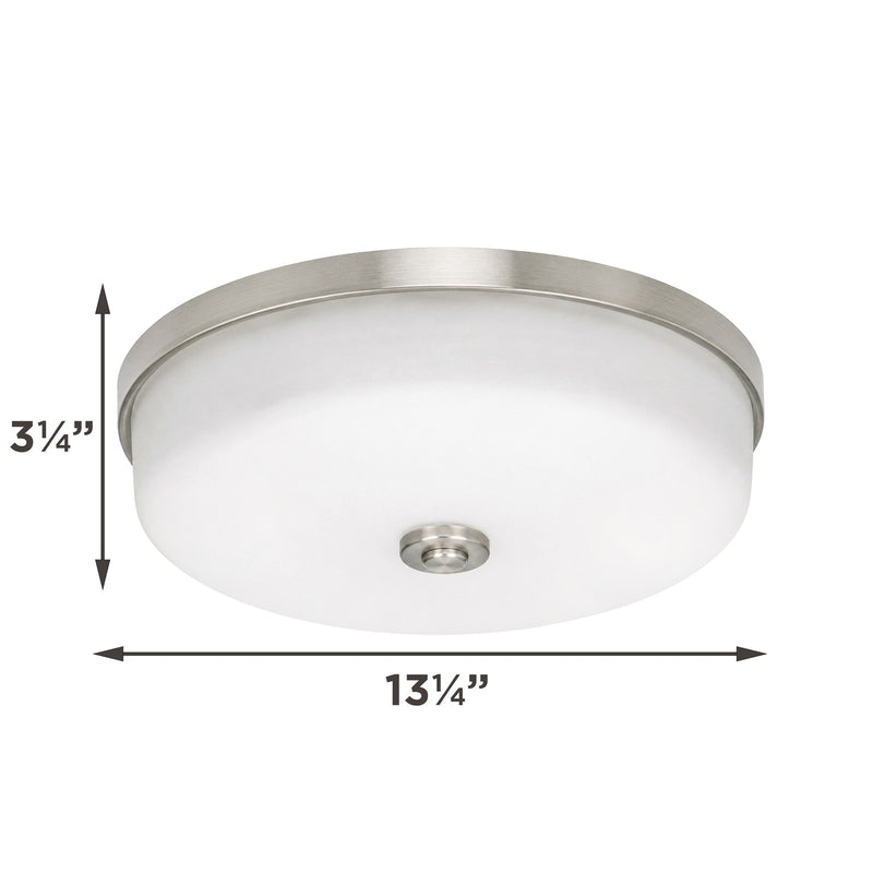 AFX Boswell 13in LED Flush Mount | Transitional Satin Nickel and White Glass | Bedroom & Hallway Ceiling Light | 1700 Lumens | Model BOSF14LAJD1SN