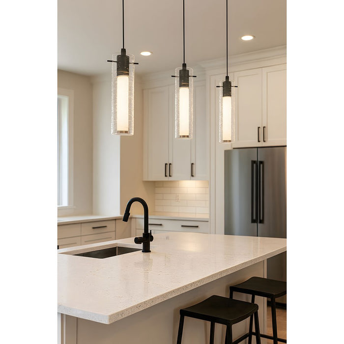 AFX Lighting Bari 1Lt 4" LED Pendant, Black/Clear