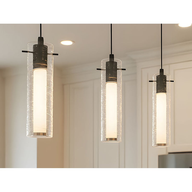 AFX Lighting Bari 1Lt 4" LED Pendant, Black/Clear