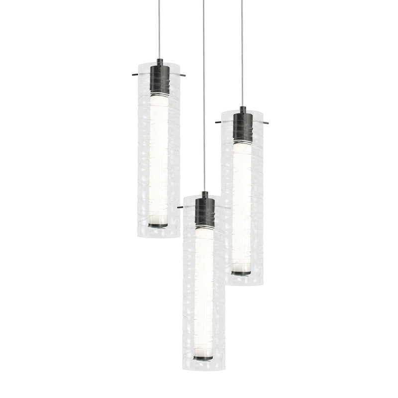 AFX Lighting Bari 3 Light 18" Multi Pendant, Black/Clear