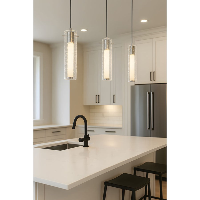 AFX Lighting Bari 1Lt 4" LED Pendant, Chrome/Clear