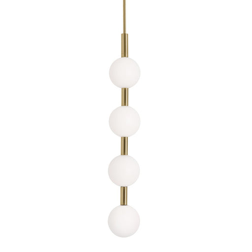 AFX Lighting Baroque 4 Light Pendant, Light Antique Brass/White