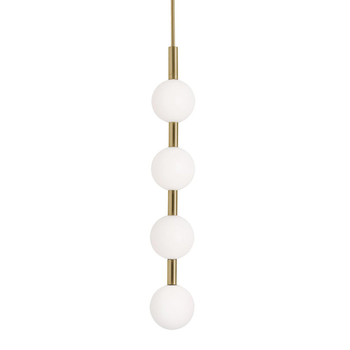 AFX Lighting Baroque 4 Light Pendant, Light Antique Brass/White