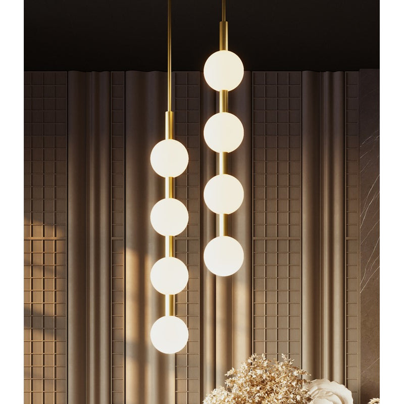 AFX Lighting Baroque 4 Light Pendant, Light Antique Brass/White