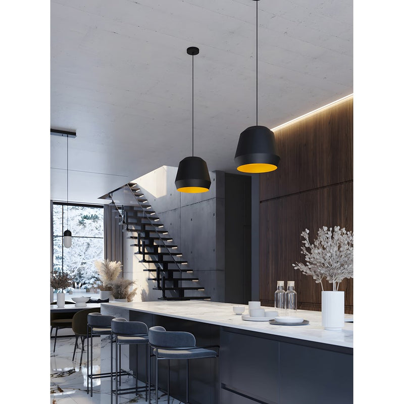 AFX Lighting Bronx Lt 10" Medium Pendant, Gold/Black