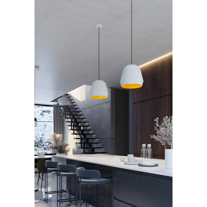 AFX Lighting Bronx Lt 10" Medium Pendant, Gold/White