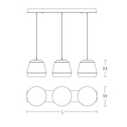 AFX Bronx 36in 3-Light Linear Multi Pendant | Modern White and Gold Steel | Kitchen Island & Dining Room | 36 x 10 x 8.63 in | Model BRXP10MBWHGDLNR3