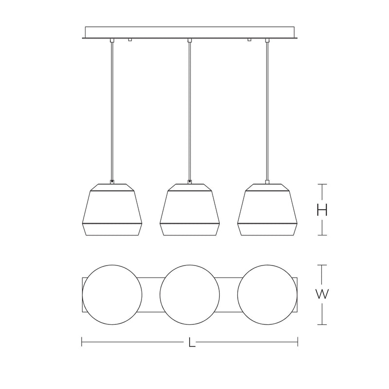 AFX Bronx 36in 3-Light Linear Multi Pendant | Modern White and Gold Steel | Kitchen Island & Dining Room | 36 x 10 x 8.63 in | Model BRXP10MBWHGDLNR3