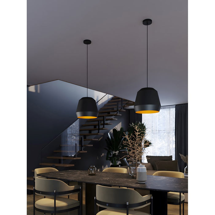 AFX Lighting Bronx Lt 14" Medium Pendant, Gold/Black
