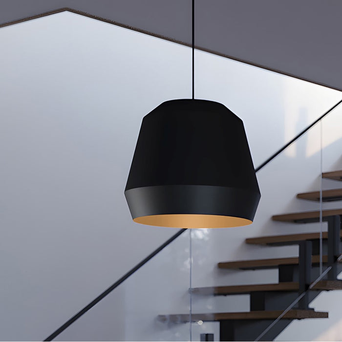 AFX Lighting Bronx Lt 14" Medium Pendant, Gold/Black