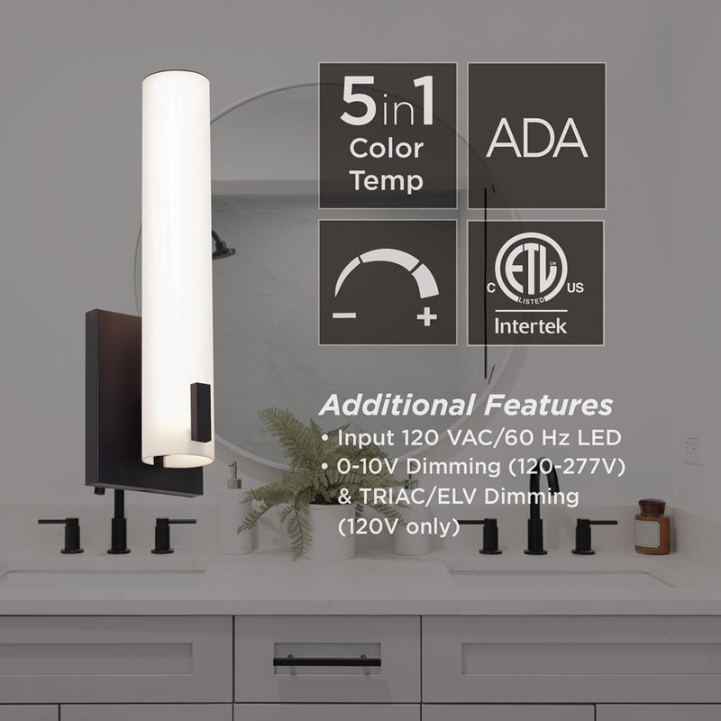 AFX Lighting Bowen 1 Light 14" LED Wall Sconce, Black/White