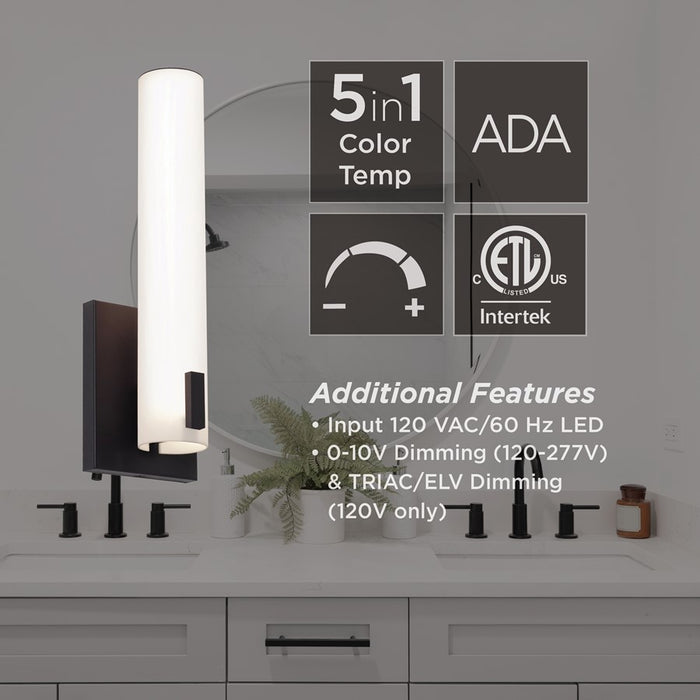 AFX Lighting Bowen 1 Light 14" LED Wall Sconce, Black/White