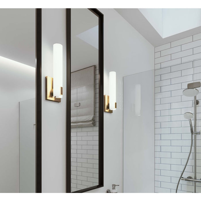 AFX Lighting Bowen 1Lt 14" LED Wall Sconce, Light Brass/White