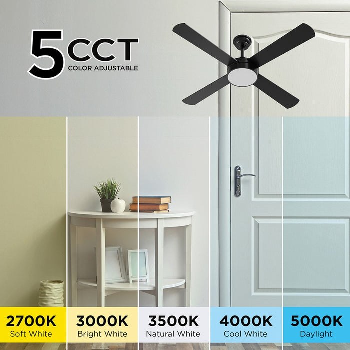 AFX Lighting Bryant 1Lt 52" 4 Blade LED Ceiling Fan, BK/FR