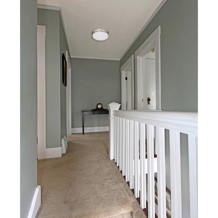 AFX Lighting Carlisle 1 Light 12" Flushmount, Satin Nickel/White
