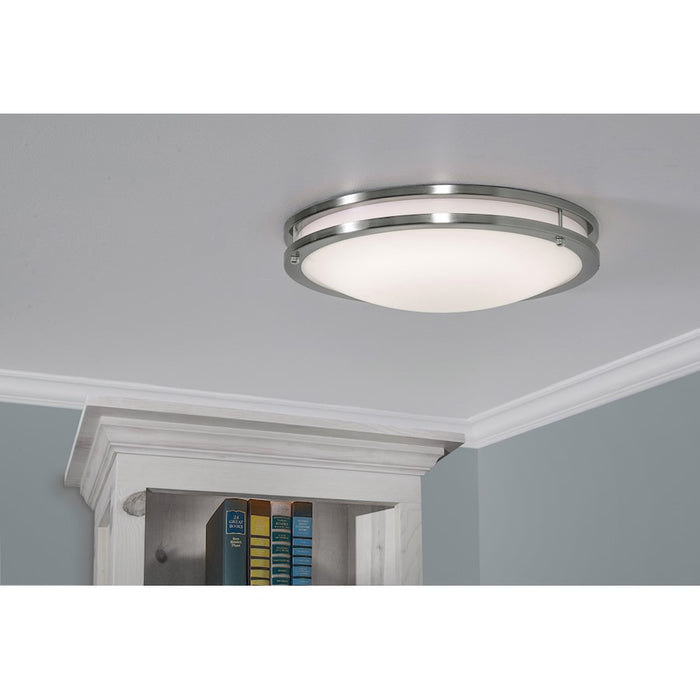 AFX Lighting Carlisle 1 Light 24" Flushmount, Satin Nickel/White
