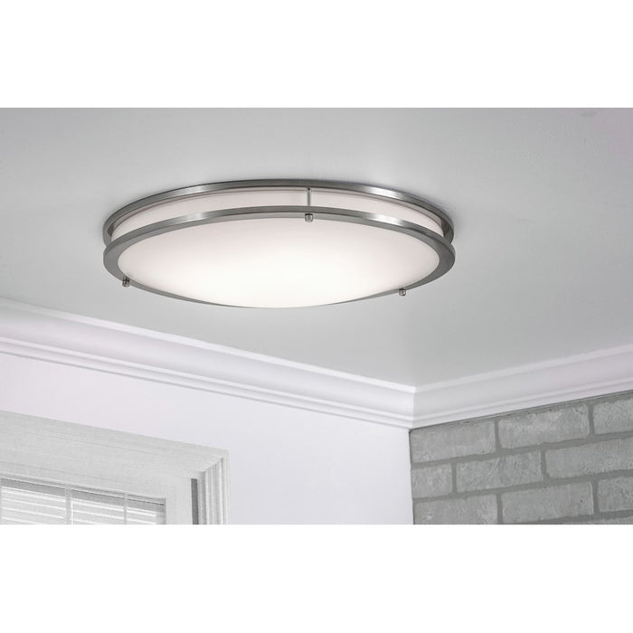 AFX Lighting Carlisle 1 Light 24" Flushmount, Satin Nickel/White