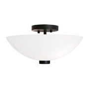 AFX Colleen 14in 1-Light Semi-Flush Mount | Transitional Black and White Glass | Hallway & Foyer Ceiling Light | Model CEEC14MBBK