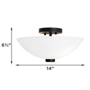 AFX Colleen 14in 1-Light Semi-Flush Mount | Transitional Black and White Glass | Hallway & Foyer Ceiling Light | Model CEEC14MBBK